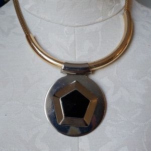 Black and gold pendant necklace